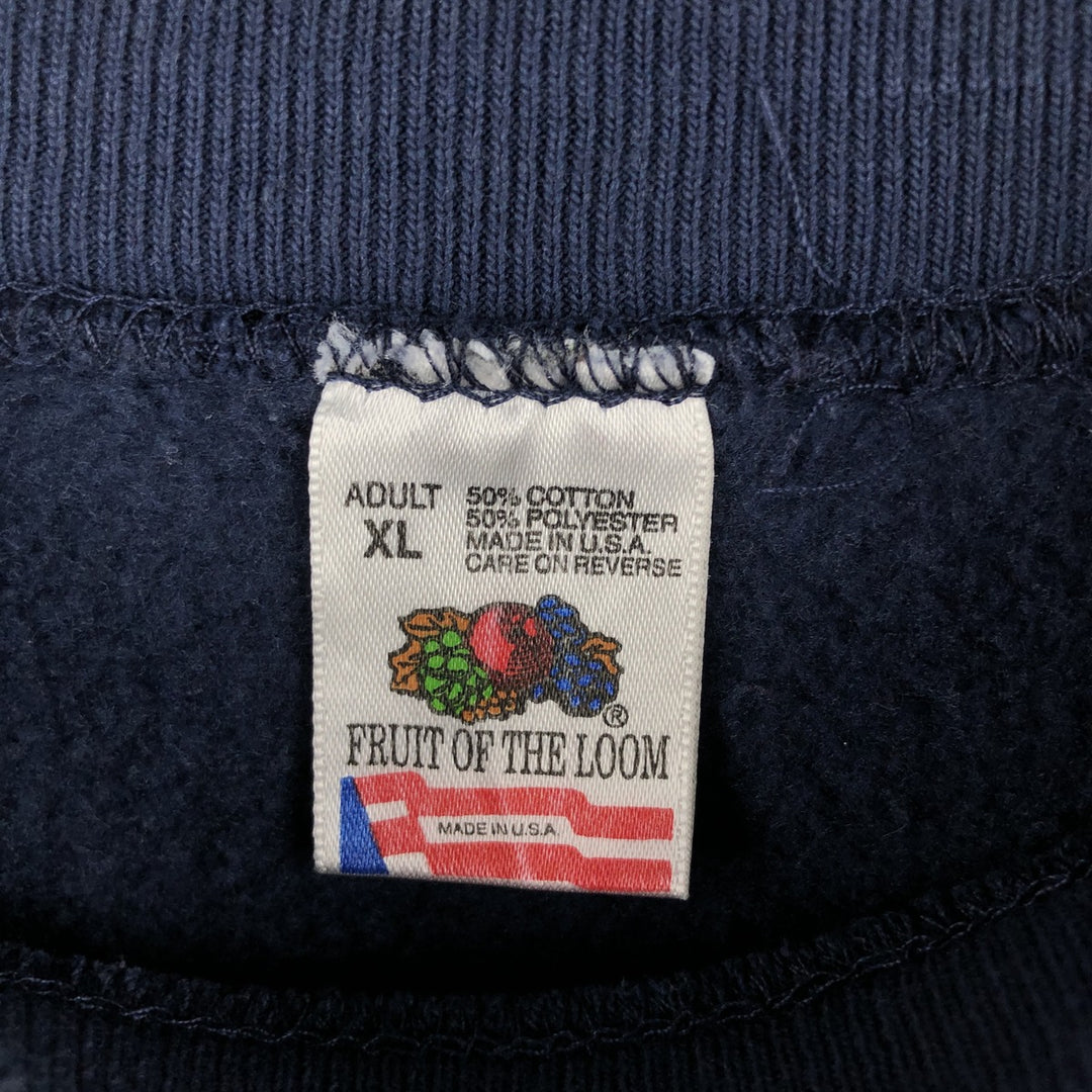 90'S Fruit of the Loom College Sweatshirt, Made in USA, Men's XL, Vintage cotton navy blue type Vintage Second Hand