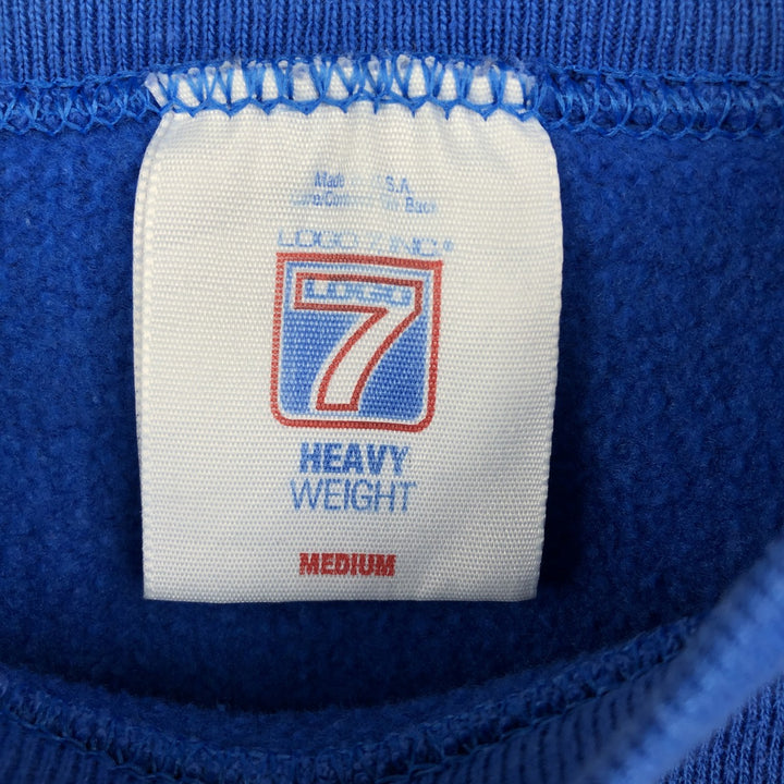 Vintage 90'S Logo 7 Inc. Heavy Weight College Sweatshirt, Made in USA, Men's Size Medium cotton blue type Vintage Second Hand