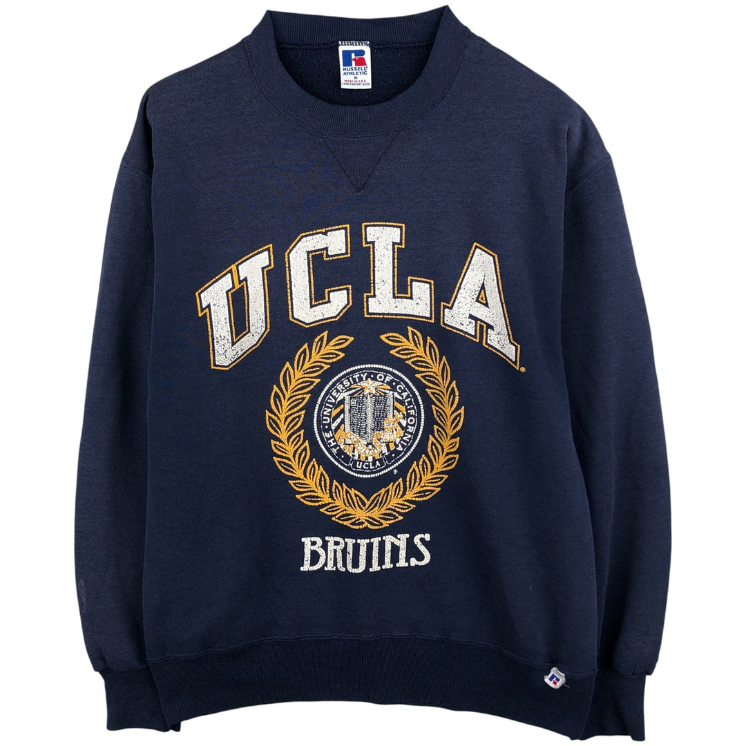 90'S Russell UCLA college sweatshirt, made in the USA, men's size M, vintage cotton navy blue type Vintage Second Hand