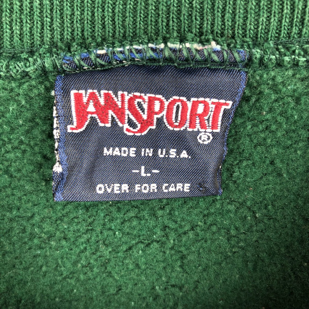 Vintage 90'S Jansport triple print college sweatshirt, made in the USA, men's size L polyester green type Vintage Second Hand