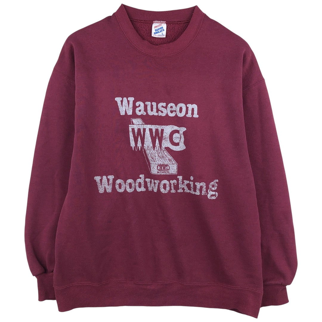 Vintage 90'S Jerzees Super Sweats college sweatshirt, made in the USA, size L, men's cotton wine-red Vintage Second Hand