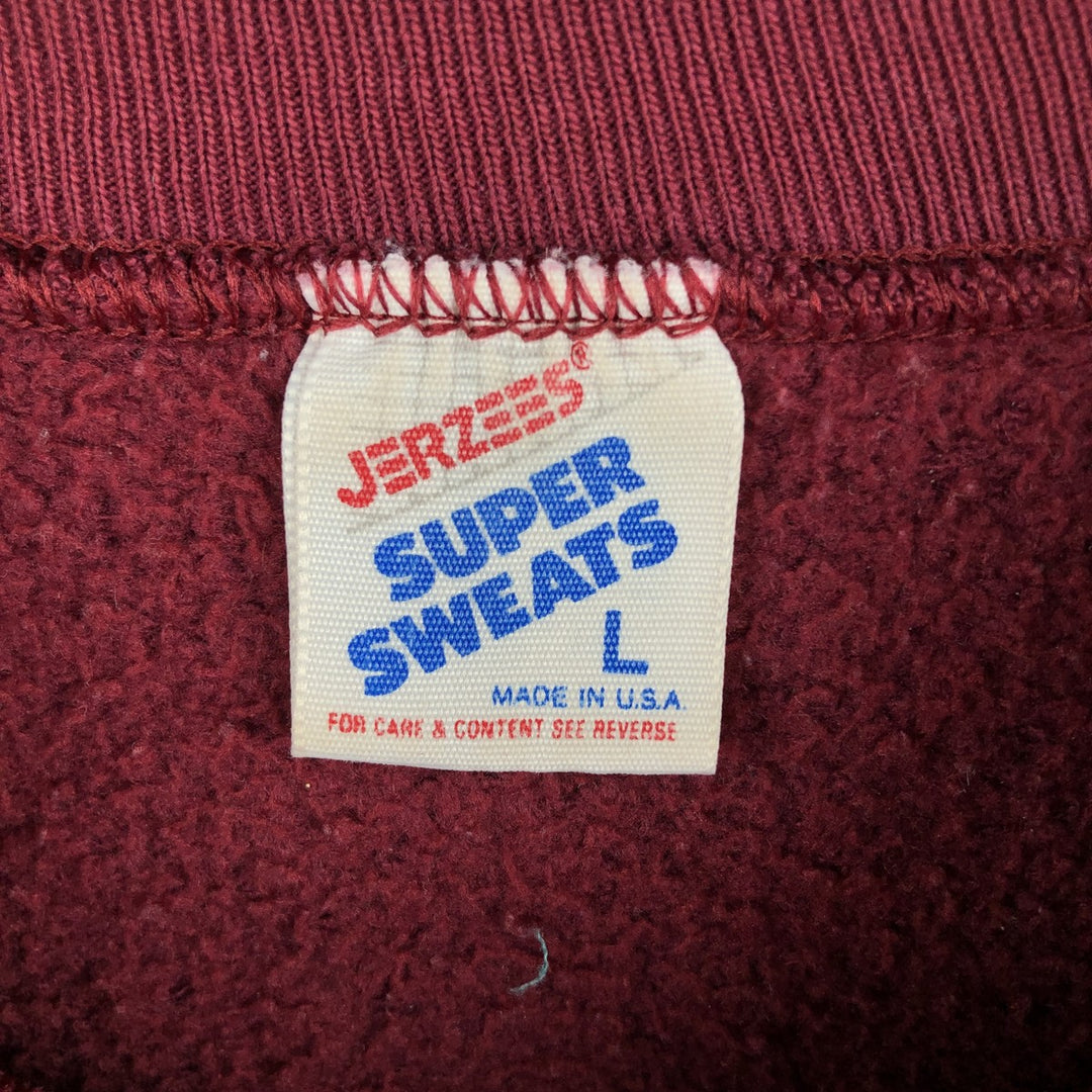 Vintage 90'S Jerzees Super Sweats college sweatshirt, made in the USA, size L, men's cotton wine-red Vintage Second Hand