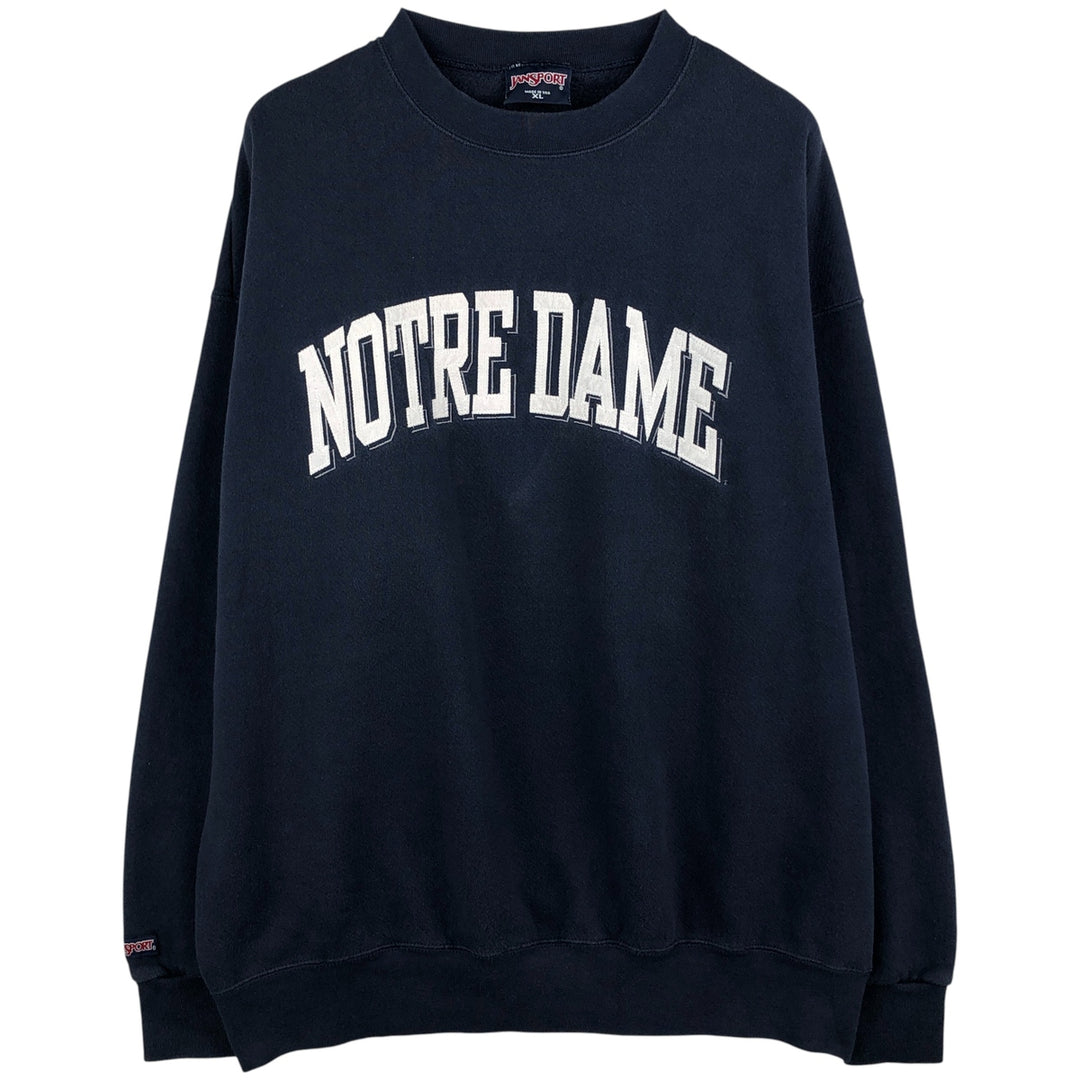 Vintage 90'S JanSport Notre Dame University College Sweatshirt, Made in USA, Men's XL cotton navy blue type Vintage Second Hand