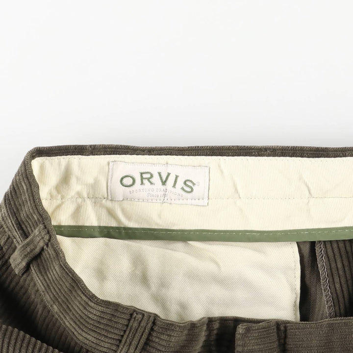 2000'S Orvis corduroy pants, made in the USA, men's size W33 cotton Green type dark green Vintage Second Hand