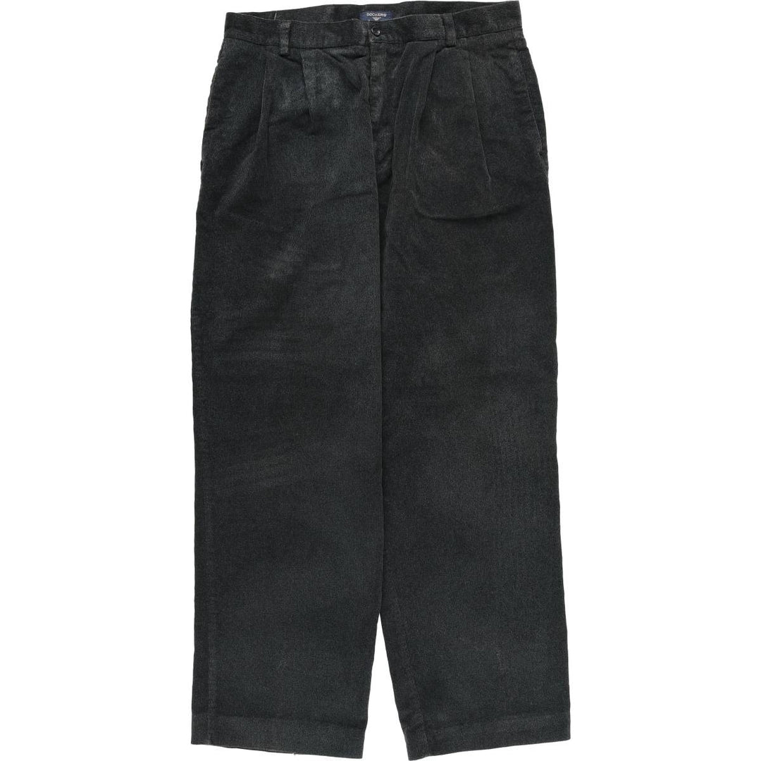 Dockers Two-pleat Corduroy Pants, Men's, Size W35 cotton Charcoal Vintage Second Hand