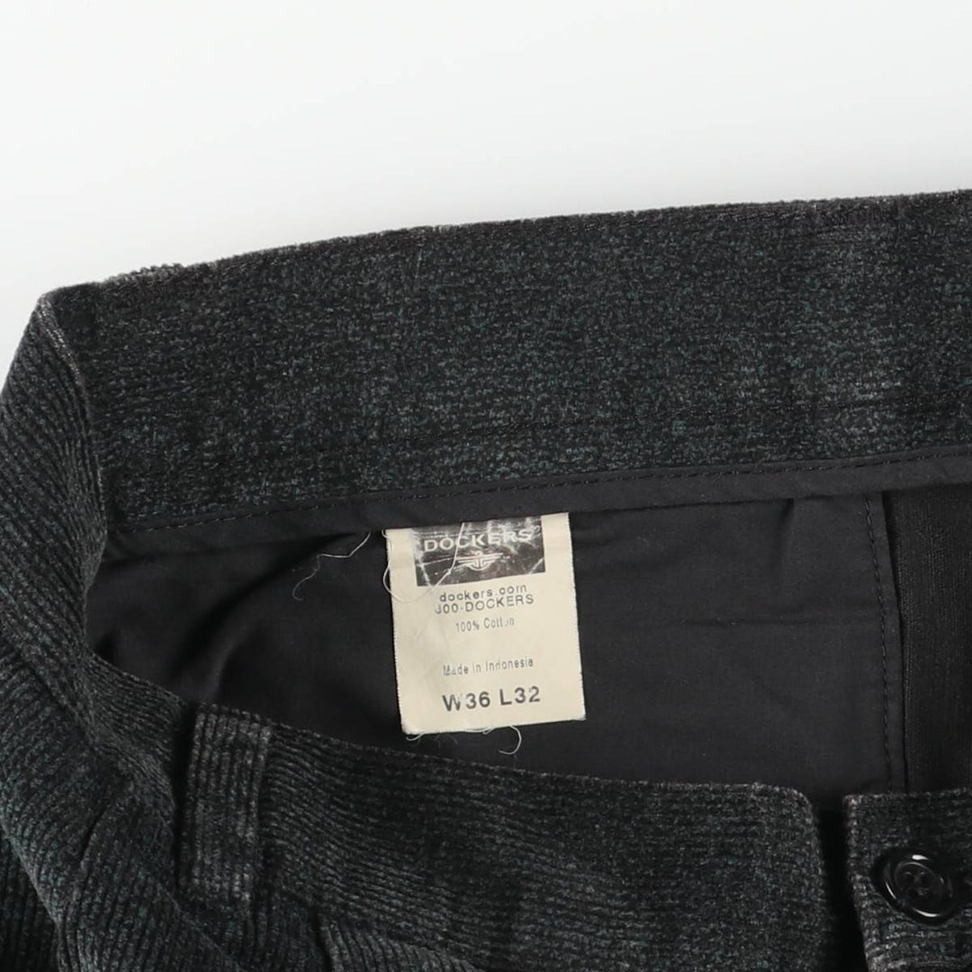 Dockers Two-pleat Corduroy Pants, Men's, Size W35 cotton Charcoal Vintage Second Hand