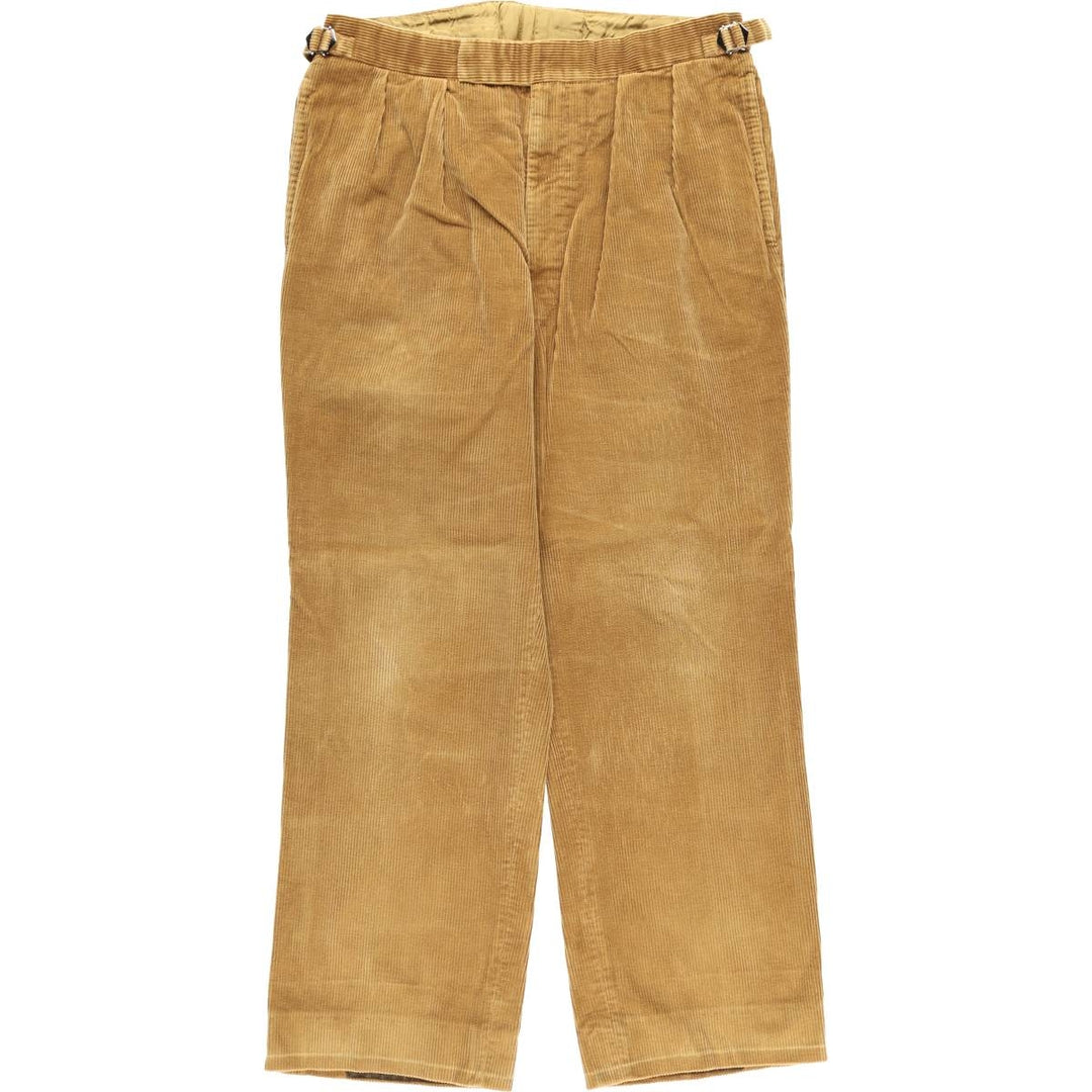NORTON AND SONS Two-pleat Corduroy Pants, Men's, Size W34 unclear ocher yellow type Vintage Second Hand