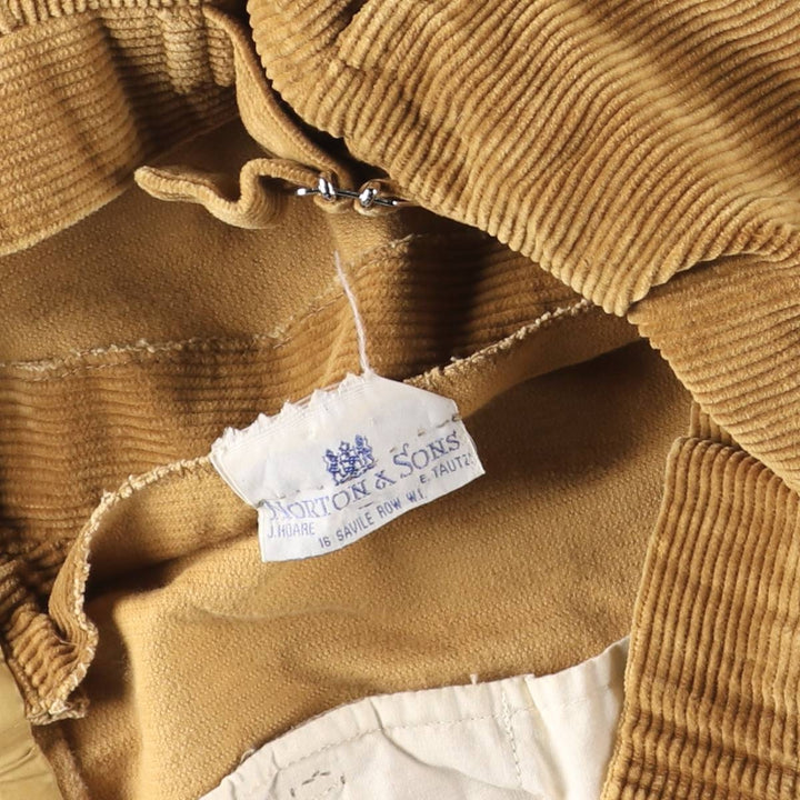 NORTON AND SONS Two-pleat Corduroy Pants, Men's, Size W34 unclear ocher yellow type Vintage Second Hand