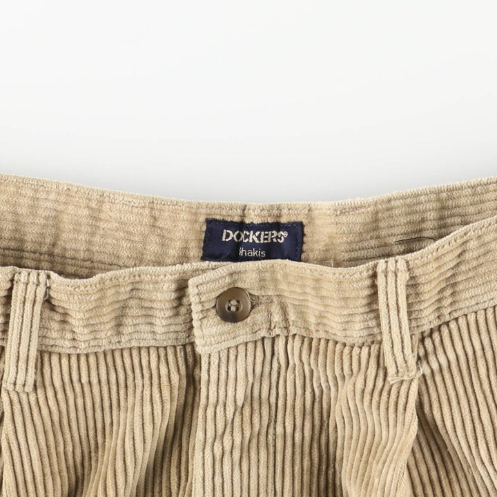 Dockers Khakis Wide-Ribbed Two-Pleated Corduroy Pants, Men's, Size W36 cotton Beige type Vintage Second Hand