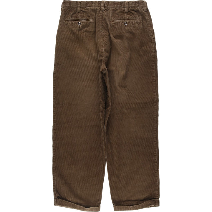 Craft and Barrow Men's Wide-Ribbed Two-Pleated Corduroy Pants, Size W34 cotton beige type brown Vintage Second Hand