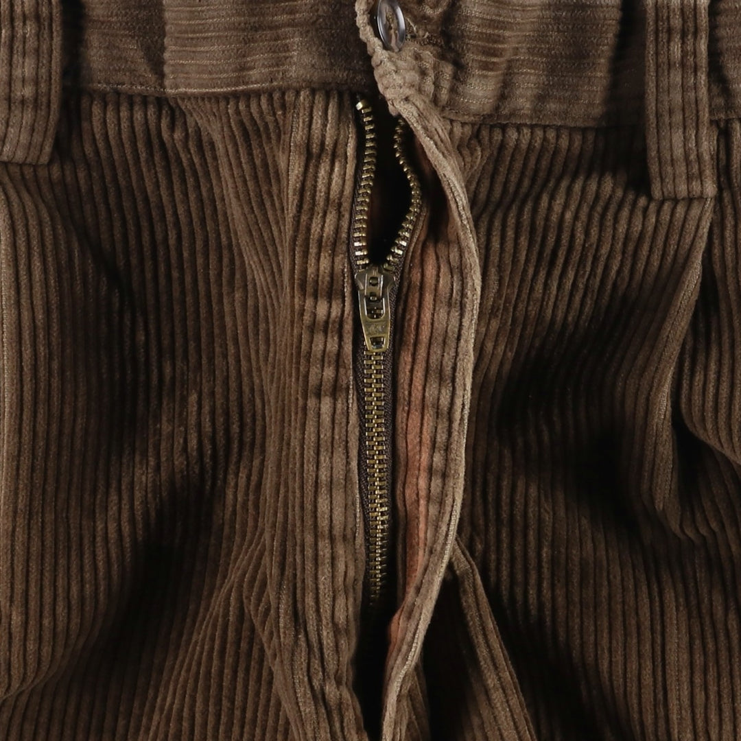 Craft and Barrow Men's Wide-Ribbed Two-Pleated Corduroy Pants, Size W34 cotton beige type brown Vintage Second Hand