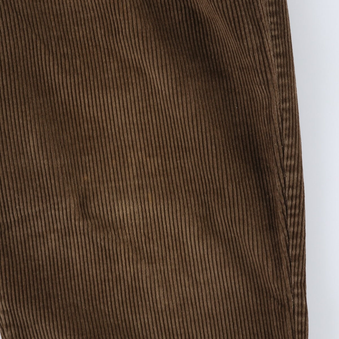 Craft and Barrow Men's Wide-Ribbed Two-Pleated Corduroy Pants, Size W34 cotton beige type brown Vintage Second Hand