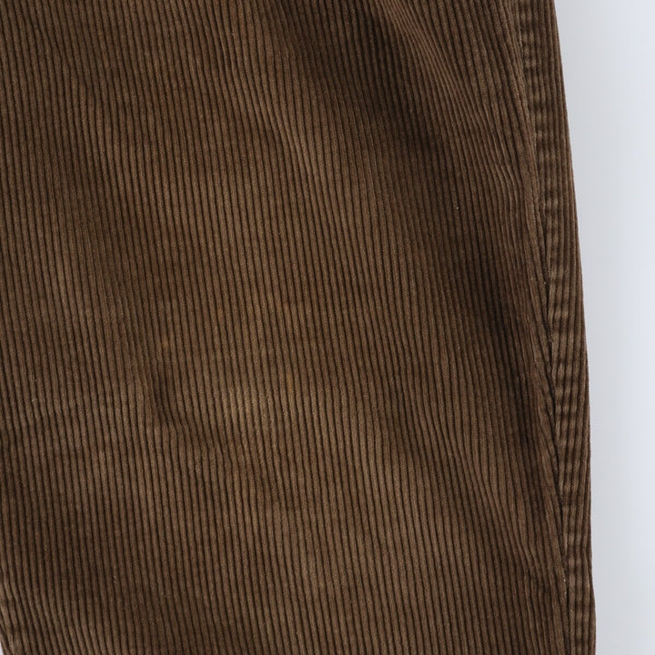 Craft and Barrow Men's Wide-Ribbed Two-Pleated Corduroy Pants, Size W34 cotton beige type brown Vintage Second Hand