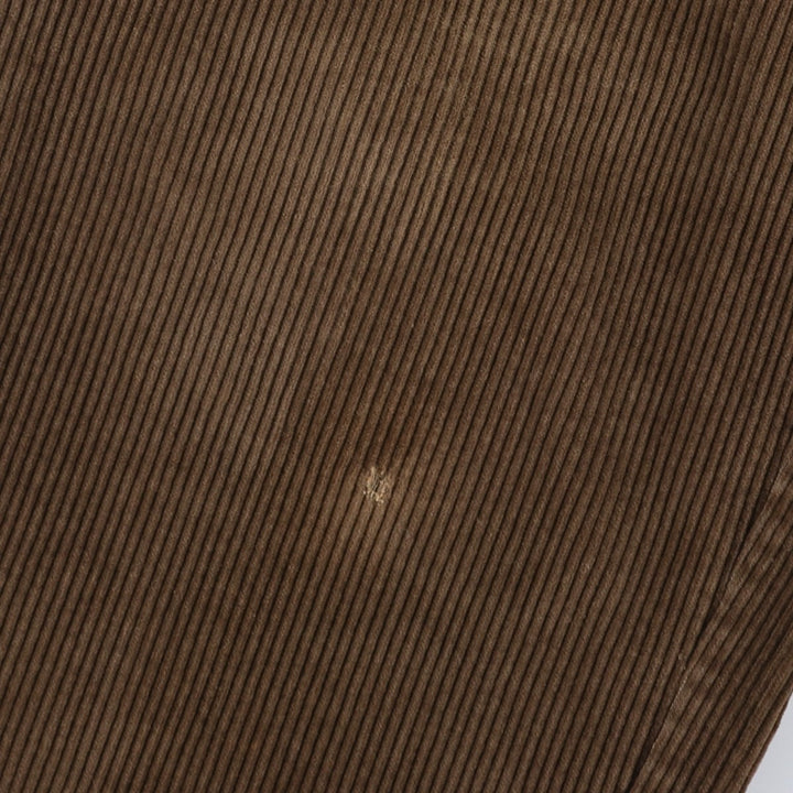 Craft and Barrow Men's Wide-Ribbed Two-Pleated Corduroy Pants, Size W34 cotton beige type brown Vintage Second Hand