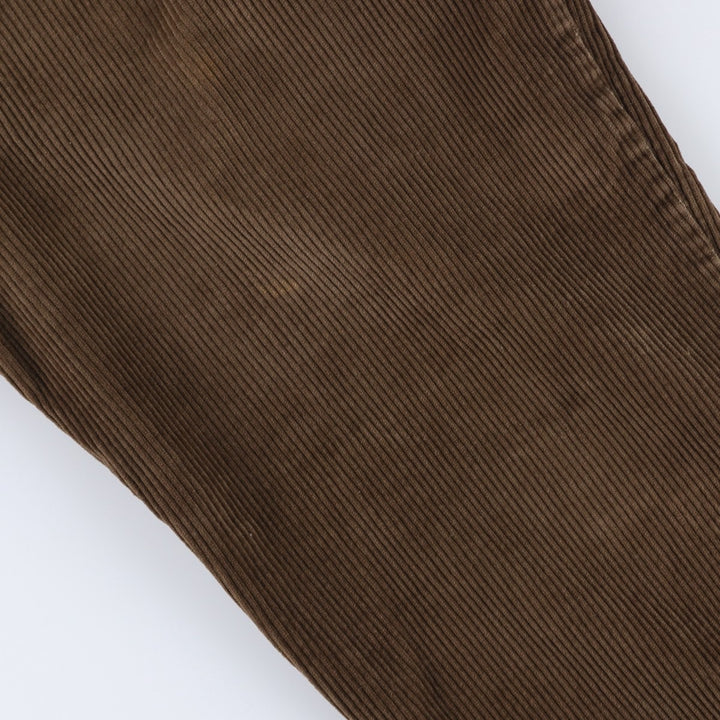 Craft and Barrow Men's Wide-Ribbed Two-Pleated Corduroy Pants, Size W34 cotton beige type brown Vintage Second Hand