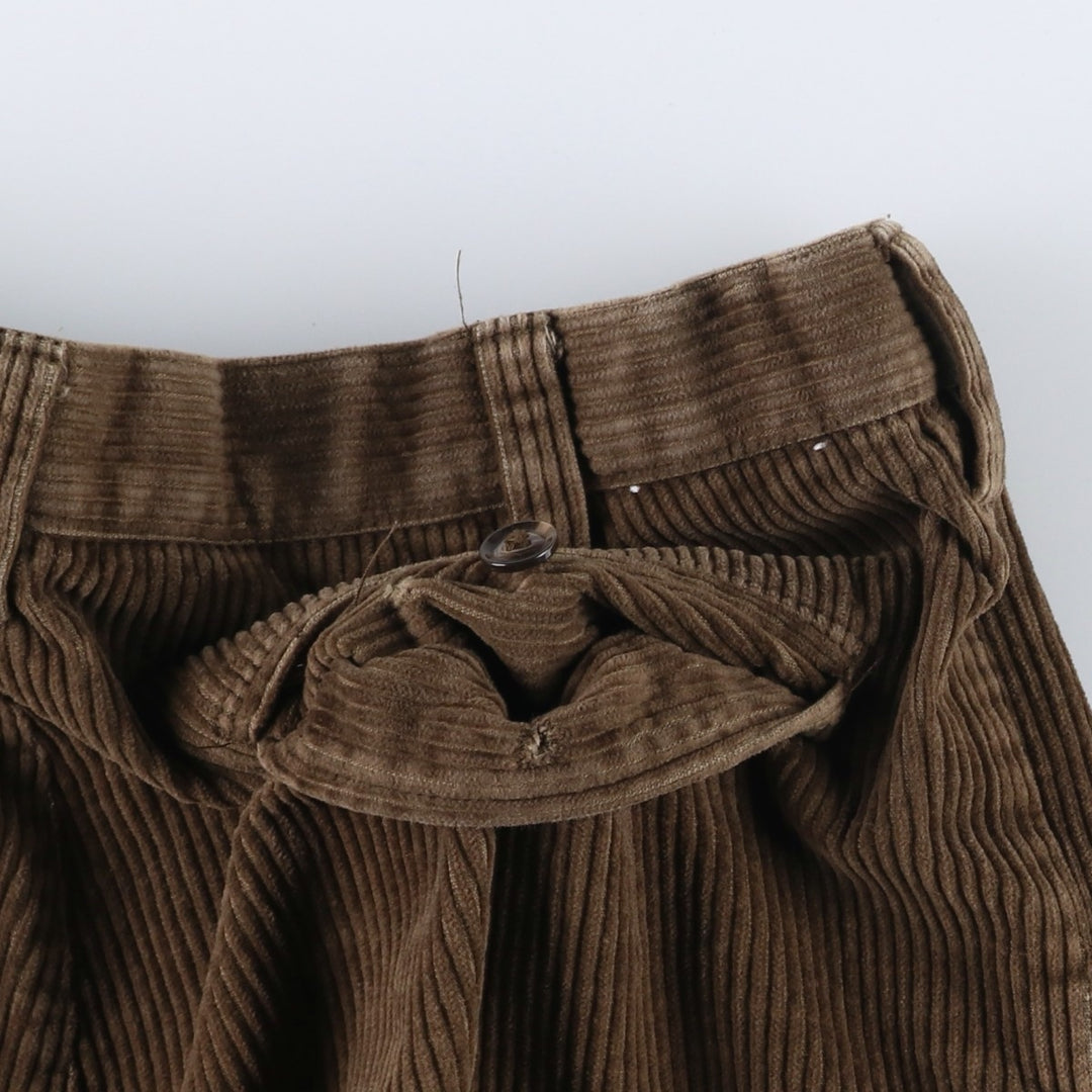 Craft and Barrow Men's Wide-Ribbed Two-Pleated Corduroy Pants, Size W34 cotton beige type brown Vintage Second Hand