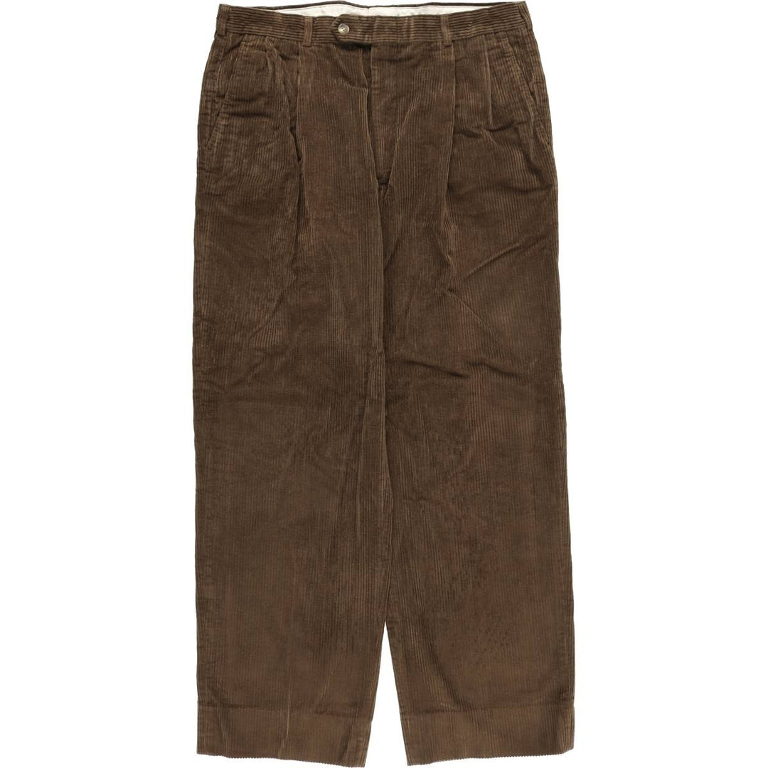 90'S Berle Two-pleat Corduroy Pants, Made in USA, Men's, Size W34, Vintage unclear brown type Vintage Second Hand