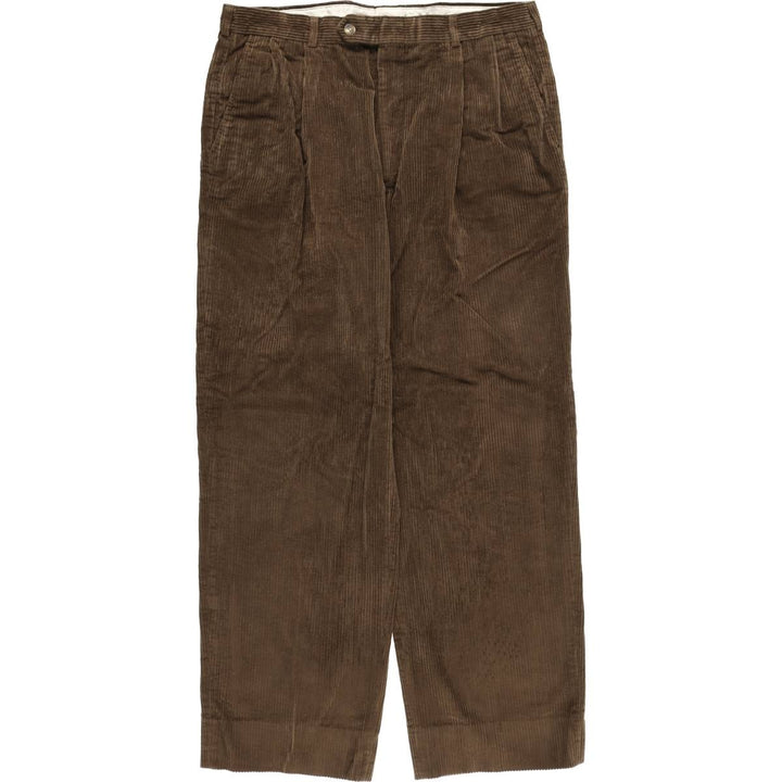 90'S Berle Two-pleat Corduroy Pants, Made in USA, Men's, Size W34, Vintage unclear brown type Vintage Second Hand