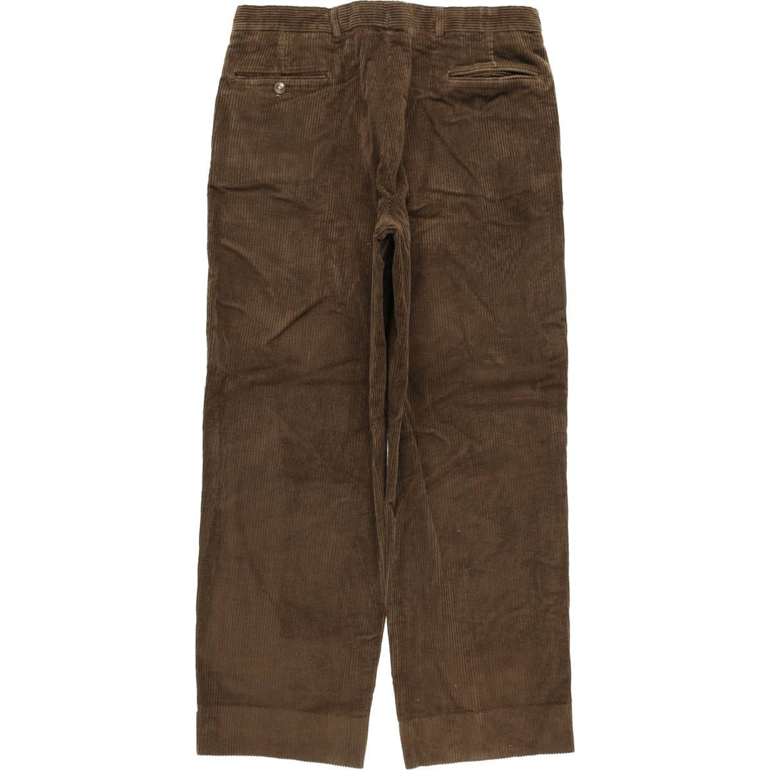 90'S Berle Two-pleat Corduroy Pants, Made in USA, Men's, Size W34, Vintage unclear brown type Vintage Second Hand