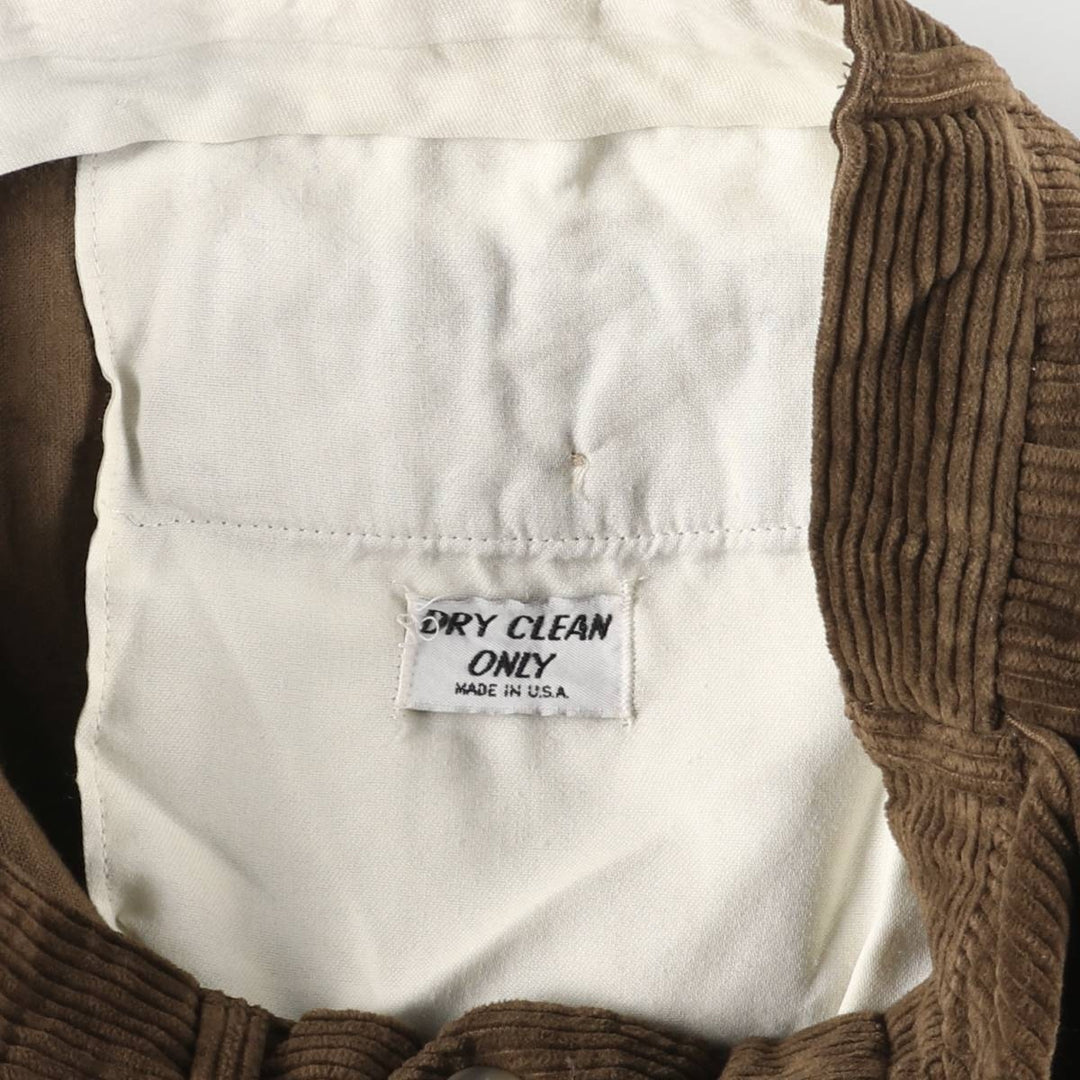 90'S Berle Two-pleat Corduroy Pants, Made in USA, Men's, Size W34, Vintage unclear brown type Vintage Second Hand
