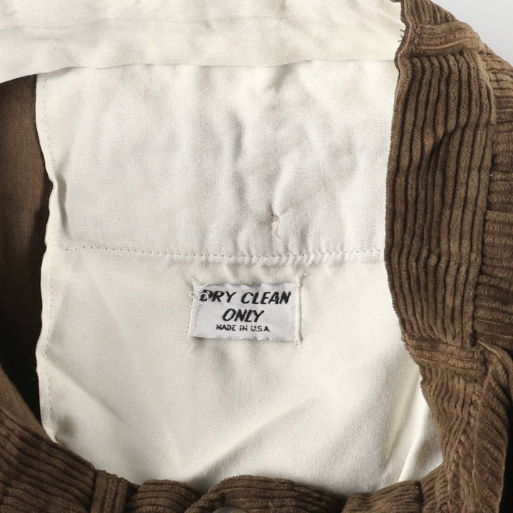 90'S Berle Two-pleat Corduroy Pants, Made in USA, Men's, Size W34, Vintage unclear brown type Vintage Second Hand