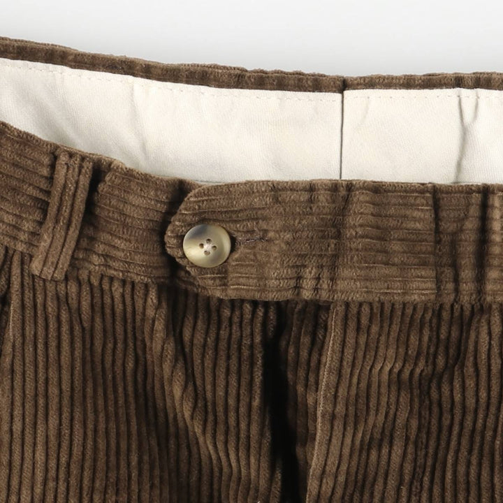 90'S Berle Two-pleat Corduroy Pants, Made in USA, Men's, Size W34, Vintage unclear brown type Vintage Second Hand
