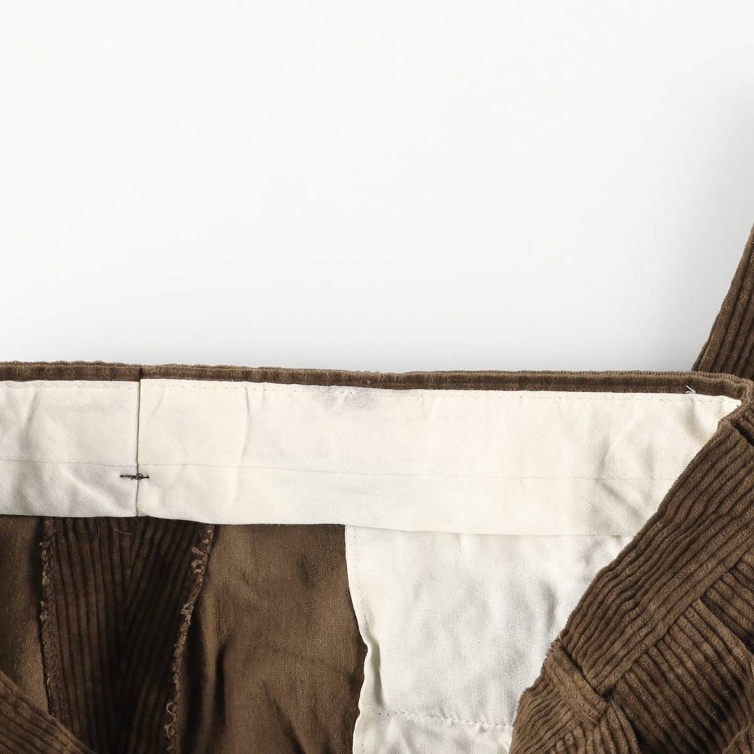 90'S Berle Two-pleat Corduroy Pants, Made in USA, Men's, Size W34, Vintage unclear brown type Vintage Second Hand