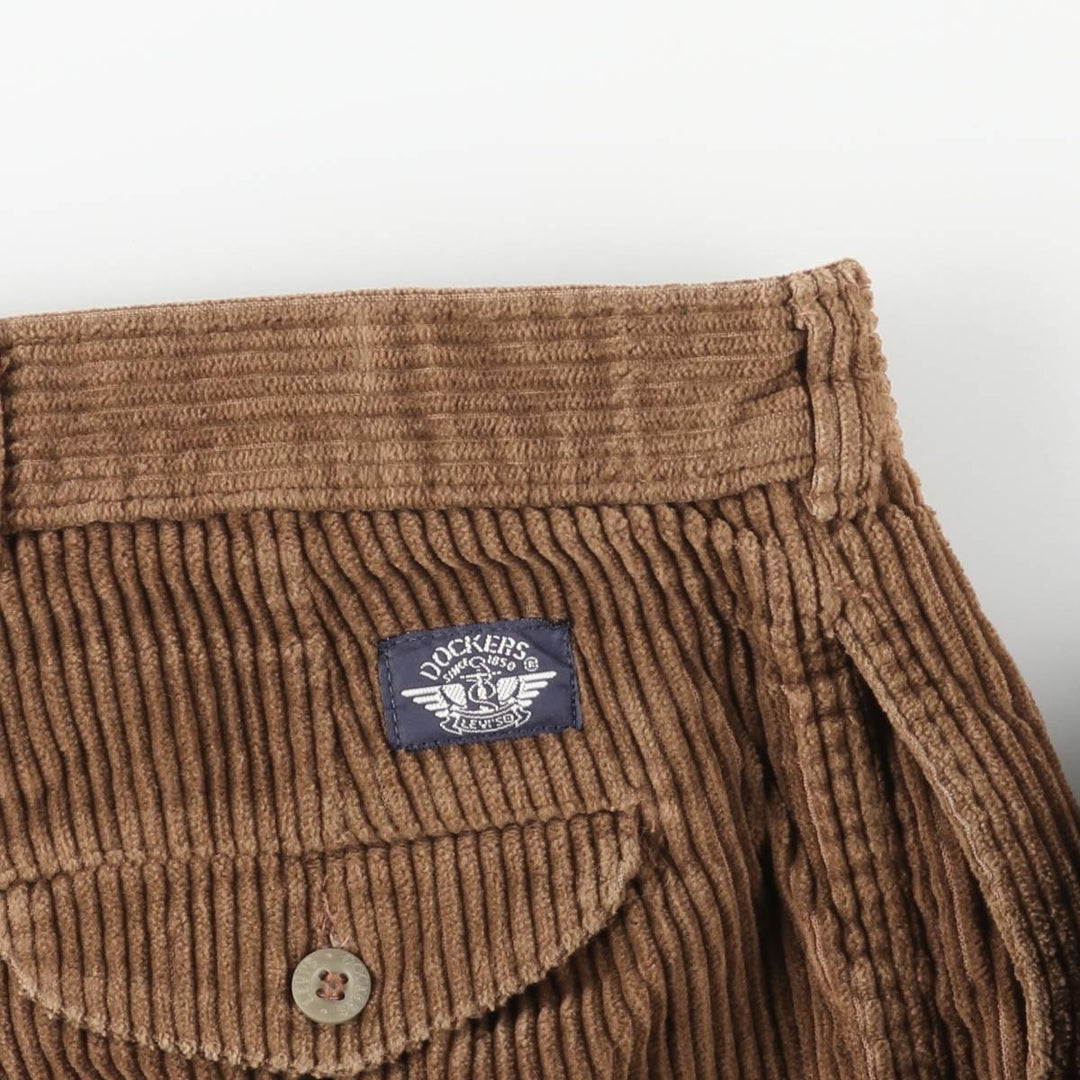 Dockers Wide-Ribbed Two-Pleated Corduroy Pants, Men's Size 36 cotton brown type Vintage Second Hand