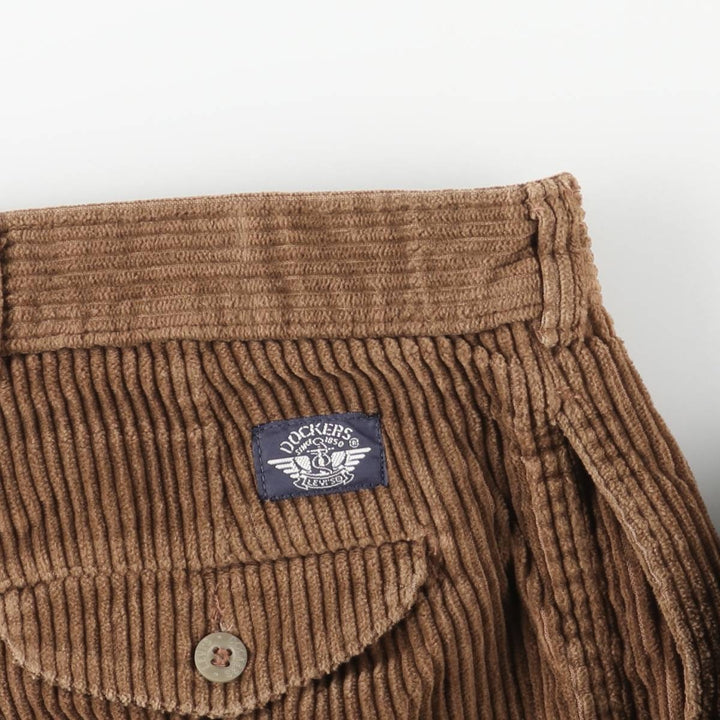 Dockers Wide-Ribbed Two-Pleated Corduroy Pants, Men's Size 36 cotton brown type Vintage Second Hand