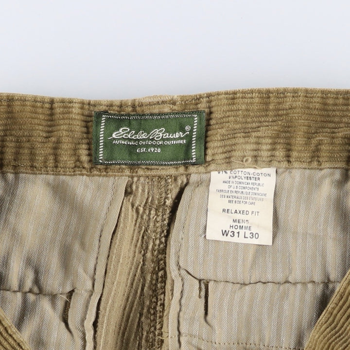 2000'S Eddie Bauer Relaxed Fit Two-Pleated Corduroy Pants, Men's Size W32 cotton brown type Vintage Second Hand