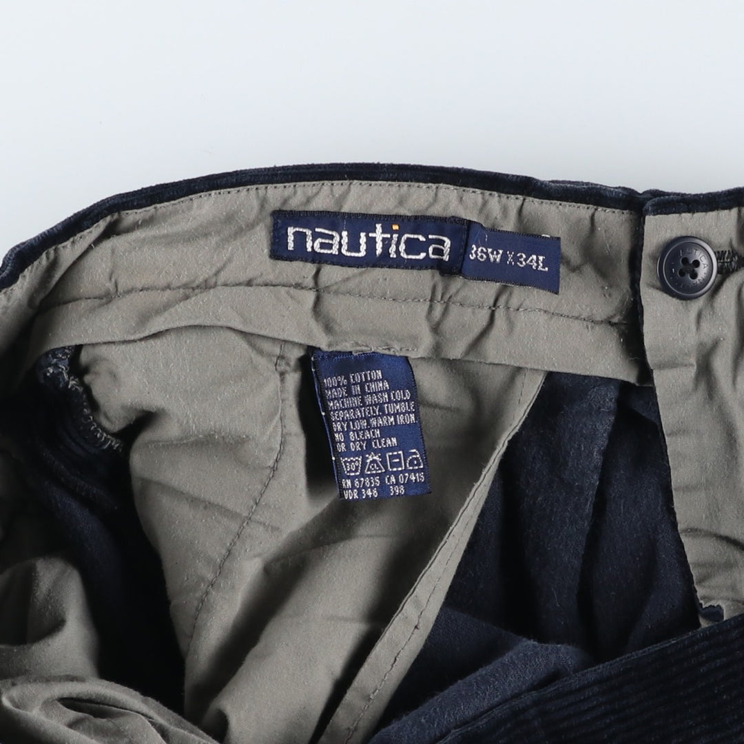 90'S Nautica Two-pleat Corduroy Pants, Men's, Vintage, Size 34 cotton navy blue type Vintage Second Hand