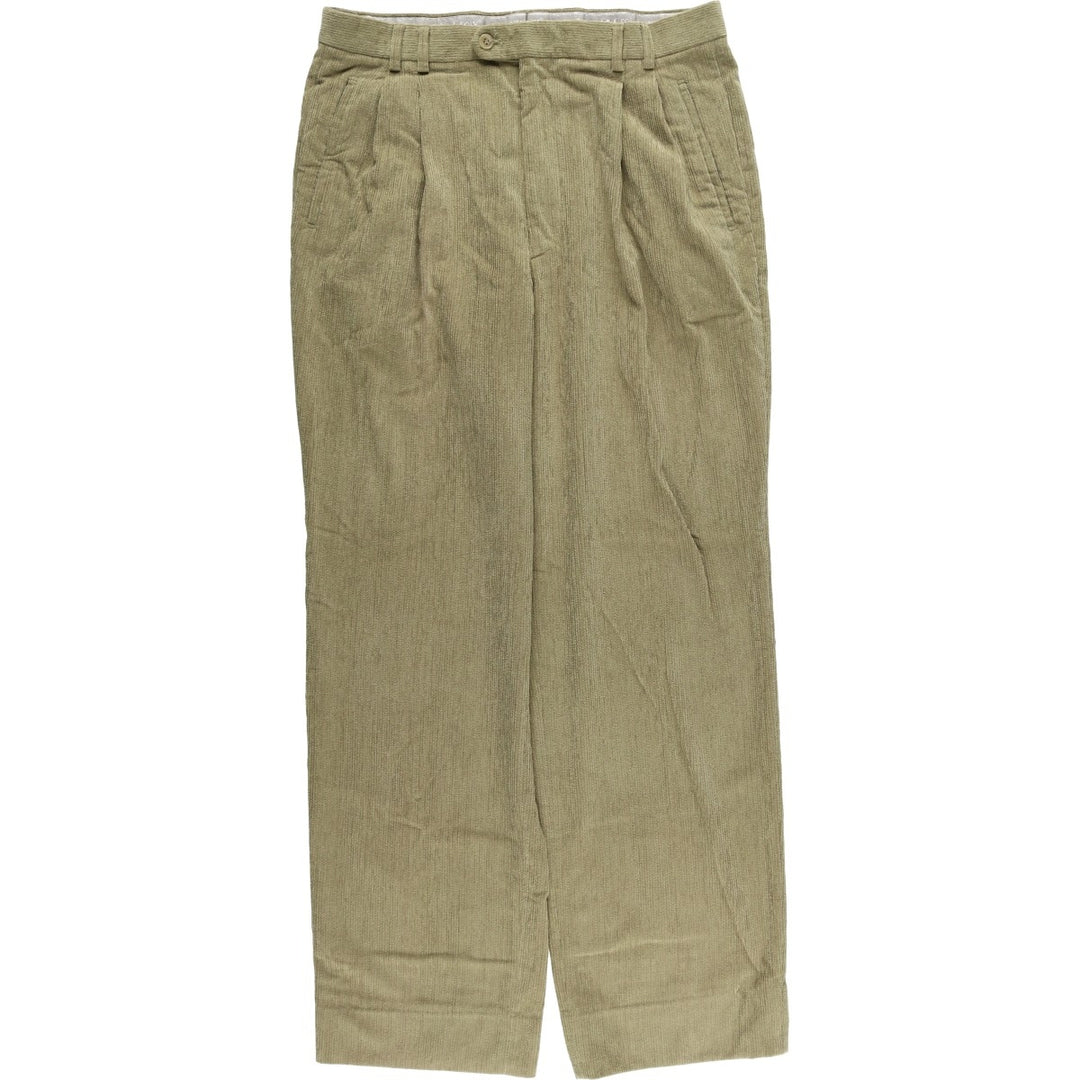 ST CROX Two-pleat Corduroy Pants, Men's, Size 34, Vintage polyester brown type Vintage Second Hand