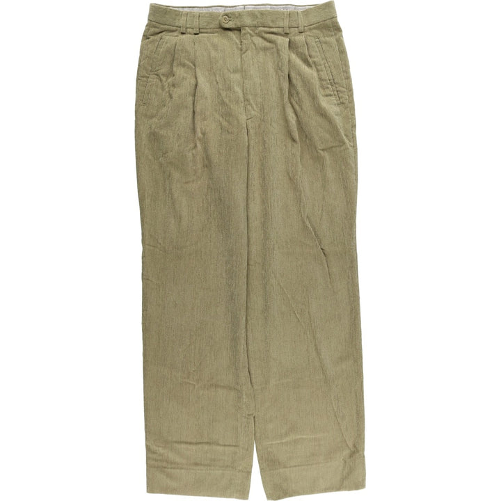 ST CROX Two-pleat Corduroy Pants, Men's, Size 34, Vintage polyester brown type Vintage Second Hand