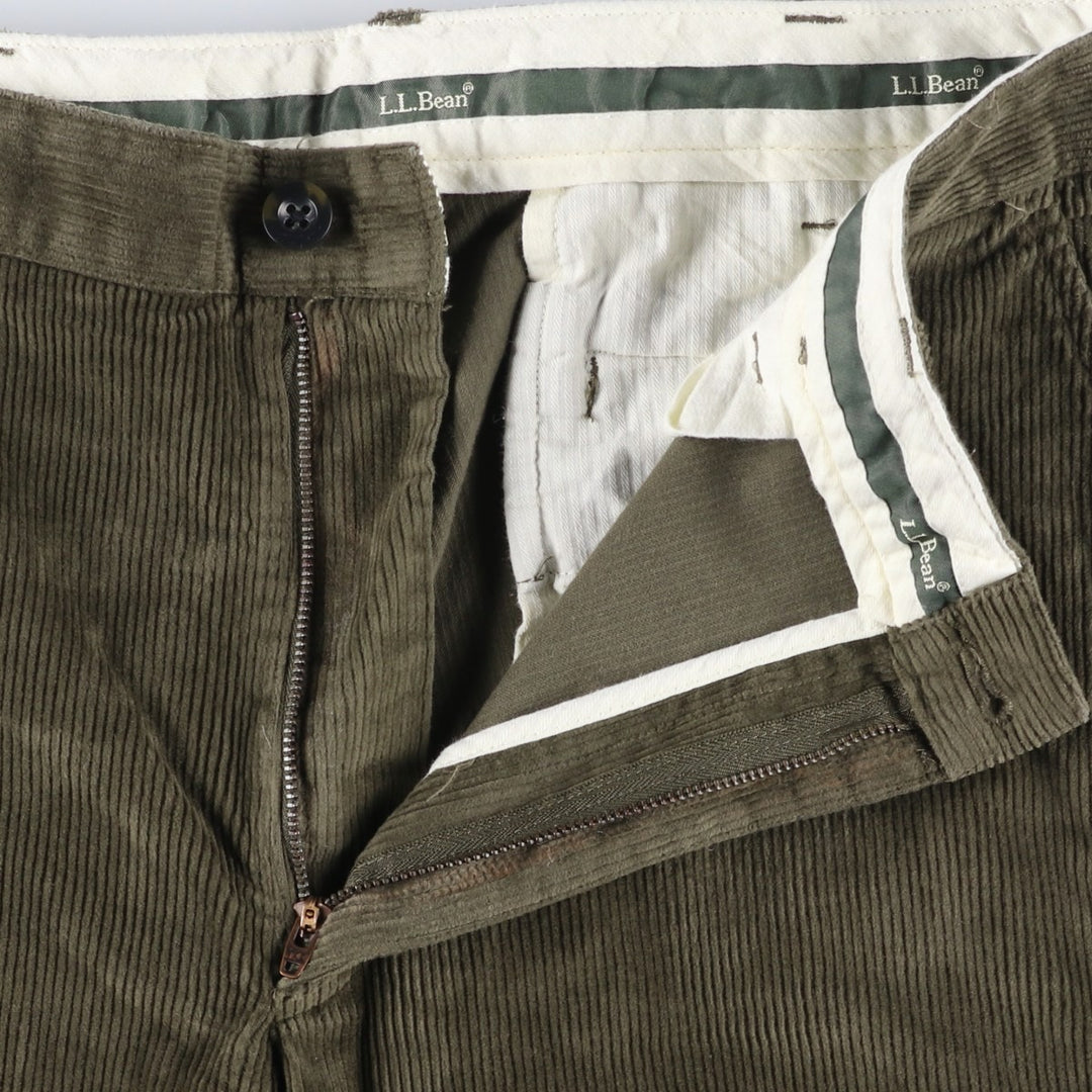 90s-00'S Vintage LLBean Classic Fit Corduroy Pants, Men's, Size 36 cotton Khaki type sage green Vintage Second Hand