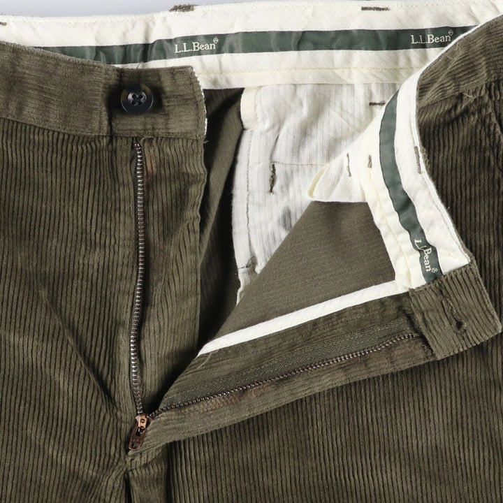 90s-00'S Vintage LLBean Classic Fit Corduroy Pants, Men's, Size 36 cotton Khaki type sage green Vintage Second Hand