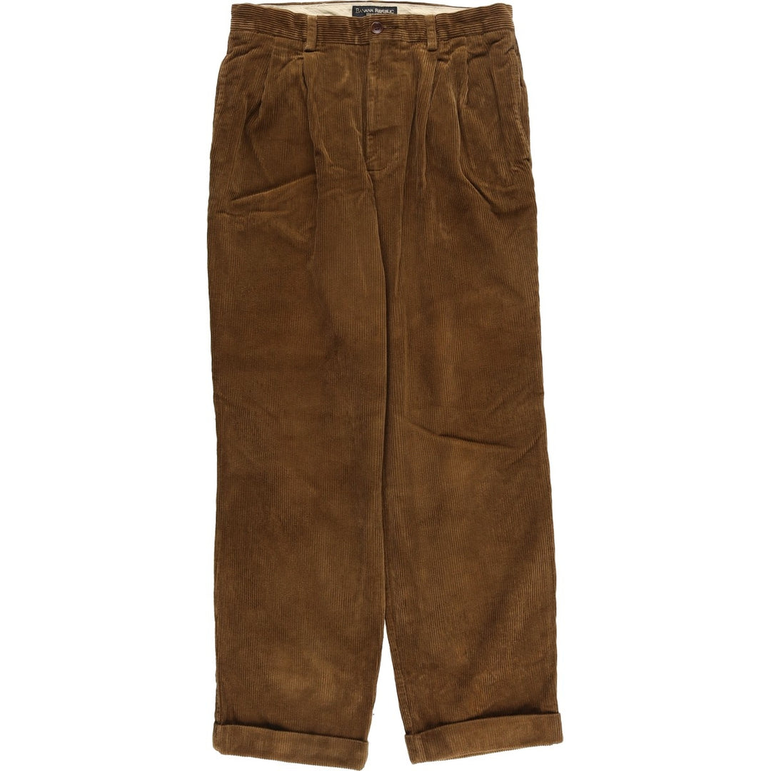 00'S Banana Republic SMITHFIELD Two-pleat Corduroy Pants for Men, W32 equivalent cotton brown type Vintage Second Hand
