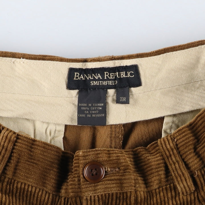 00'S Banana Republic SMITHFIELD Two-pleat Corduroy Pants for Men, W32 equivalent cotton brown type Vintage Second Hand