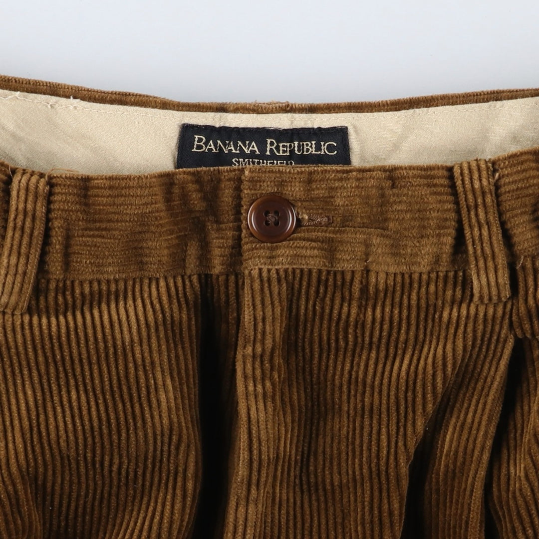00'S Banana Republic SMITHFIELD Two-pleat Corduroy Pants for Men, W32 equivalent cotton brown type Vintage Second Hand