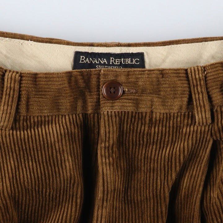 00'S Banana Republic SMITHFIELD Two-pleat Corduroy Pants for Men, W32 equivalent cotton brown type Vintage Second Hand