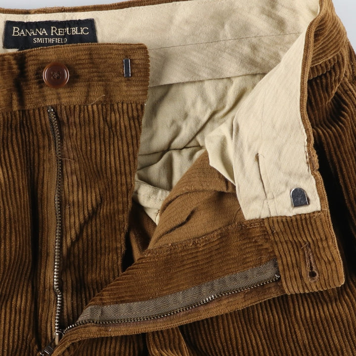 00'S Banana Republic SMITHFIELD Two-pleat Corduroy Pants for Men, W32 equivalent cotton brown type Vintage Second Hand