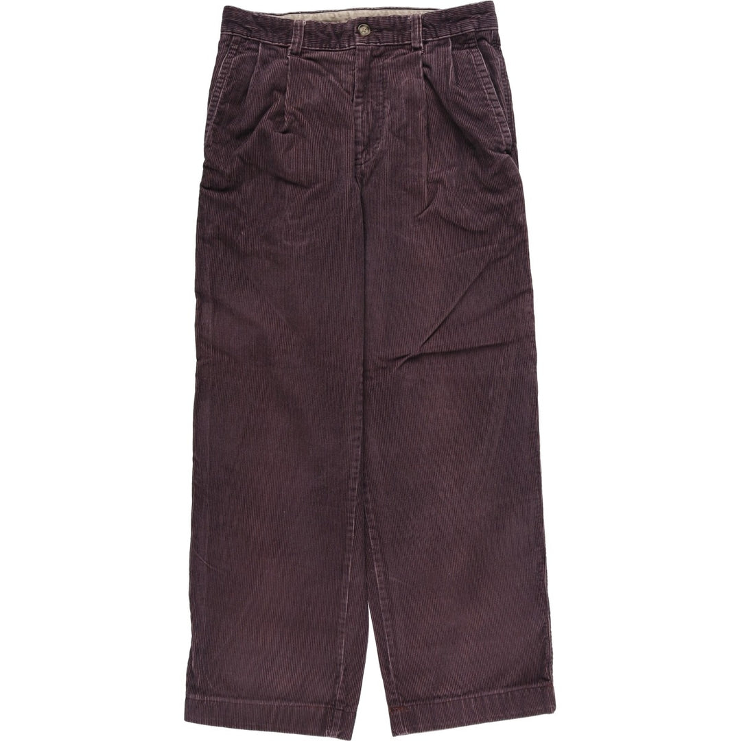 Vintage LLBean Double L Classic Fit Two-pleat Corduroy Pants from the 1980'S and 1990s, Men's Size W30 cotton purple type Vintage Second Hand