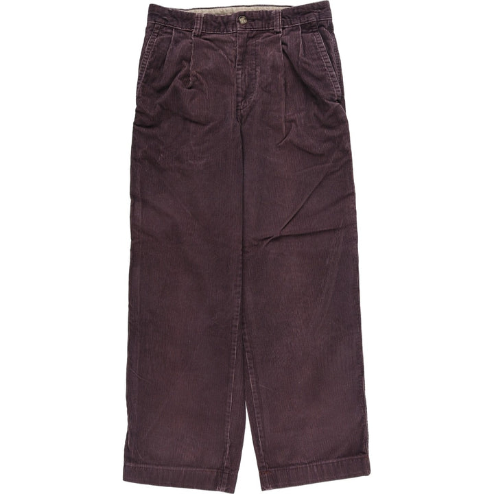 Vintage LLBean Double L Classic Fit Two-pleat Corduroy Pants from the 1980'S and 1990s, Men's Size W30 cotton purple type Vintage Second Hand