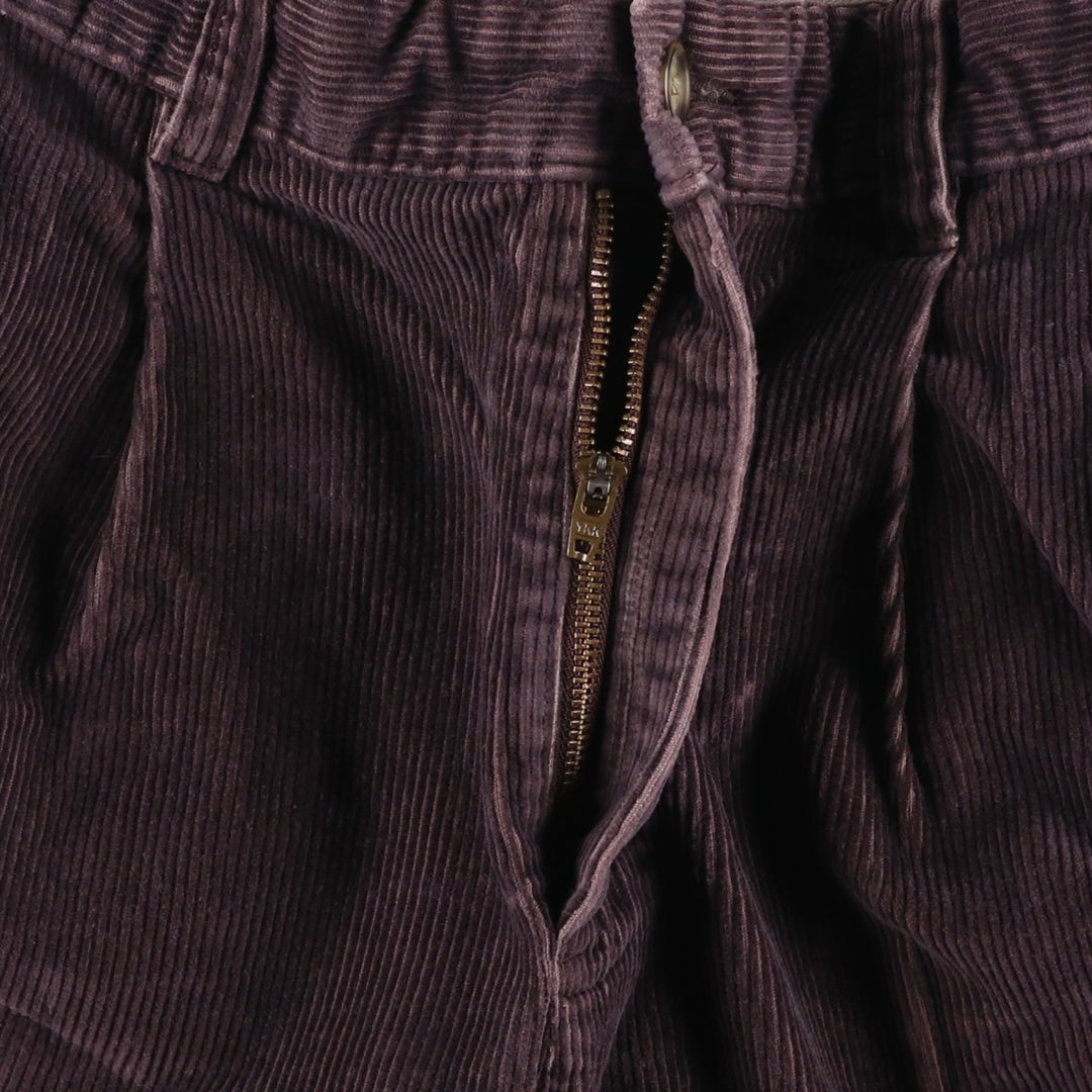 Vintage LLBean Double L Classic Fit Two-pleat Corduroy Pants from the 1980'S and 1990s, Men's Size W30 cotton purple type Vintage Second Hand