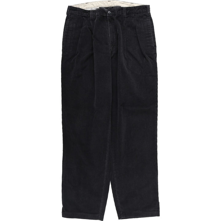 Wide ribbed two-pleat corduroy pants, men's size W34 cotton dark chocolate Vintage Second Hand