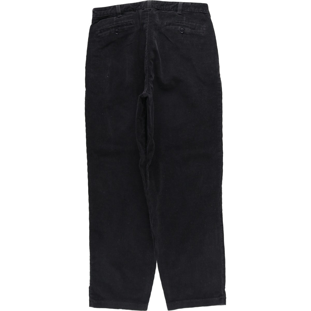Wide ribbed two-pleat corduroy pants, men's size W34 cotton dark chocolate Vintage Second Hand
