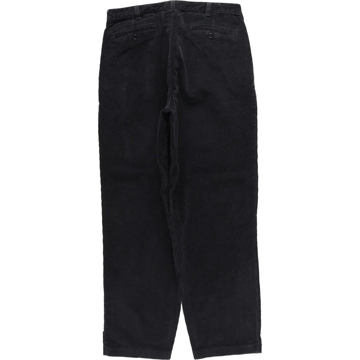 Wide ribbed two-pleat corduroy pants, men's size W34 cotton dark chocolate Vintage Second Hand