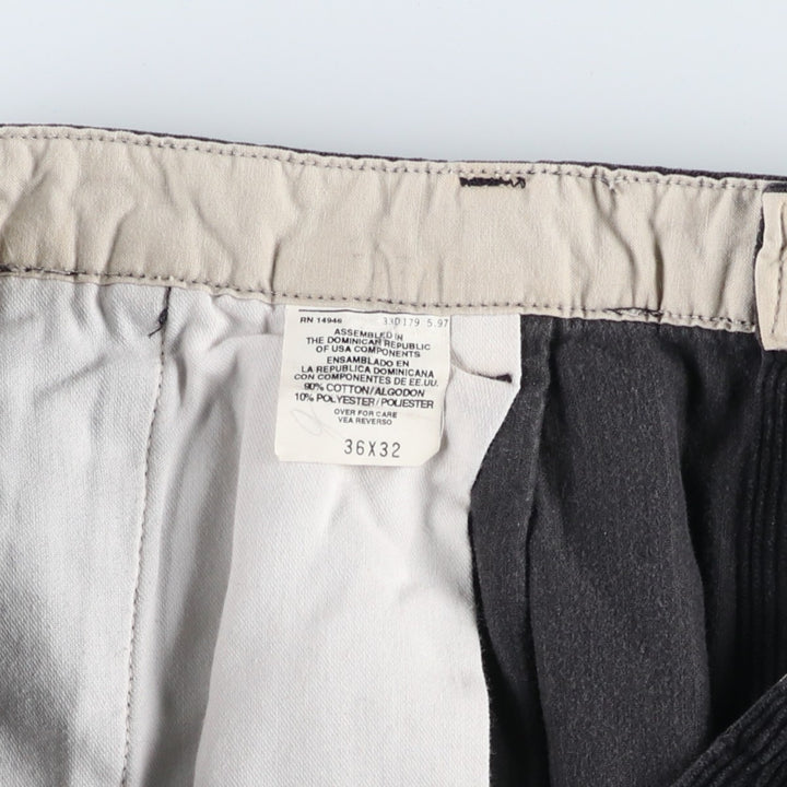 Wide ribbed two-pleat corduroy pants, men's size W34 cotton dark chocolate Vintage Second Hand