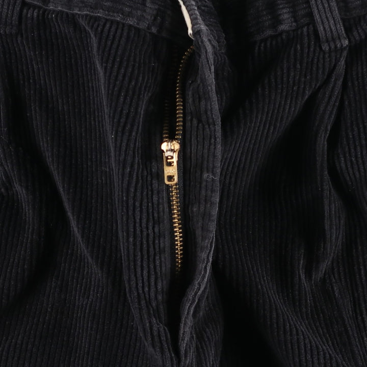 Wide ribbed two-pleat corduroy pants, men's size W34 cotton dark chocolate Vintage Second Hand