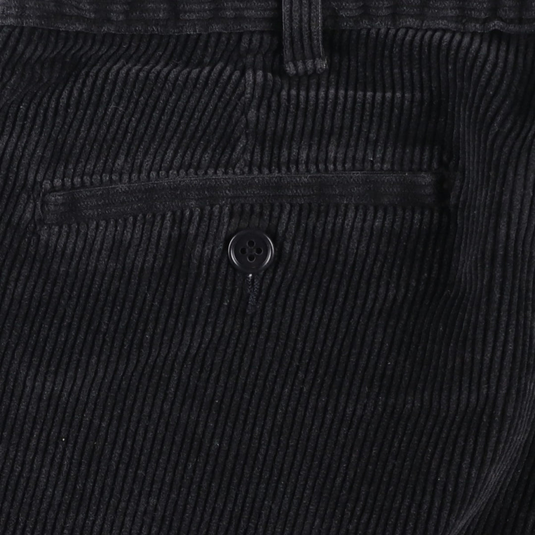 Wide ribbed two-pleat corduroy pants, men's size W34 cotton dark chocolate Vintage Second Hand