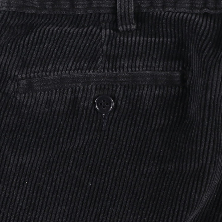 Wide ribbed two-pleat corduroy pants, men's size W34 cotton dark chocolate Vintage Second Hand